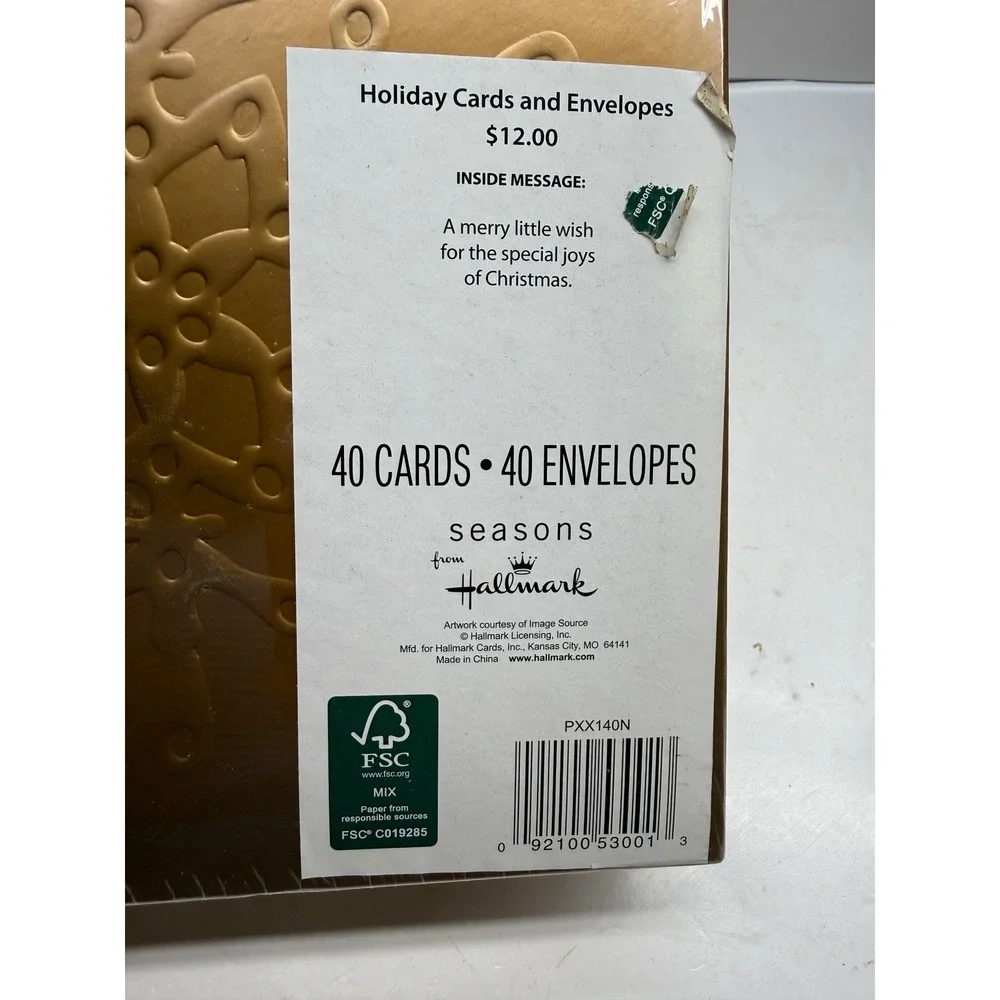 Hallmark Seasons Deluxe Boxed Christmas Cards 40 Count Santa Claus Gold Seals